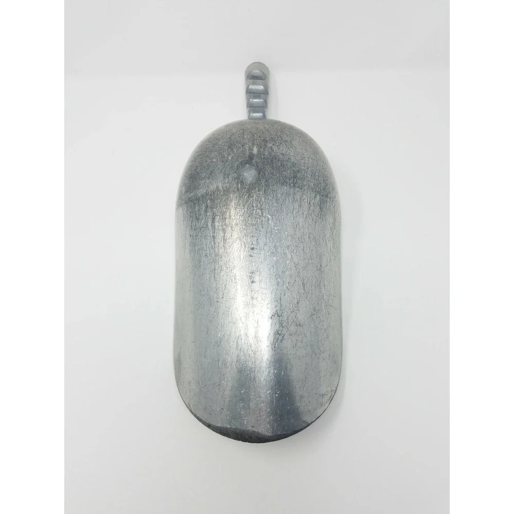 Vtg primitive cast aluminum brass kitchen flour grain scoop rustic farmhouse